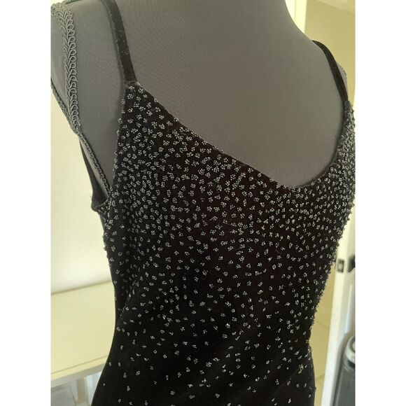 Vtg Women's Velvet Beaded Dress Medium Black Y2K 90s Prom Grunge Formal Party - Picture 5 of 7